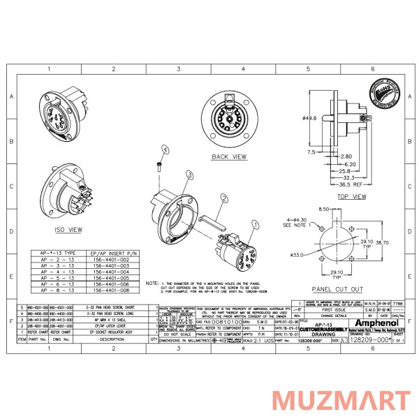 Amphenol AP-6-13 Кабельный разъем EP