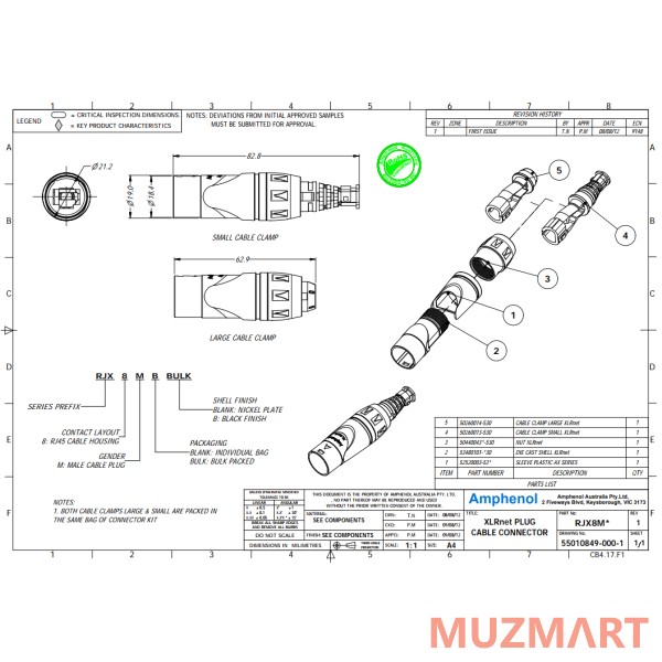 Amphenol RJX8MB Корпус для кабельного разъема RJ45