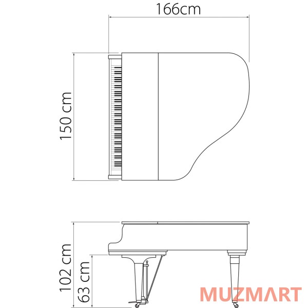 Kawai GL-30 WH/P кабинетный рояль, длина 166 см, белый полированный