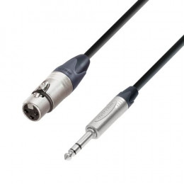 Adam Hall Hall K5BFV1000 Микрофонный кабель XLR(F)-Jack stereo, с разъёмами Neutrik, 10м