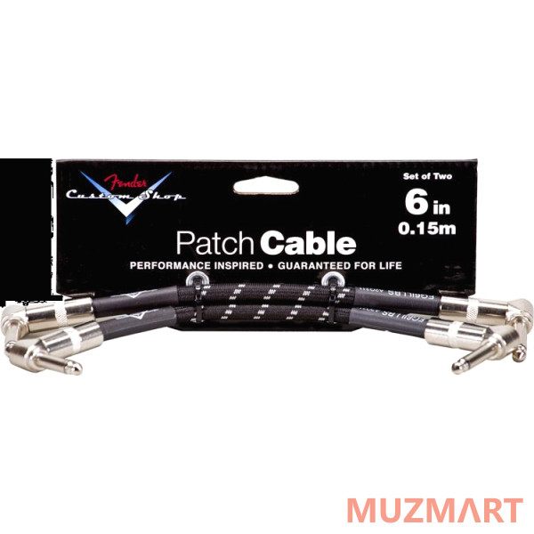 Fender 6' CABLE BLK 2 PACK Комплект инструментальных кабелей (2 шт.), длина 15 см