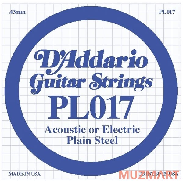 D'Addario PL017 Одиночная струна для акустической и электрогитары