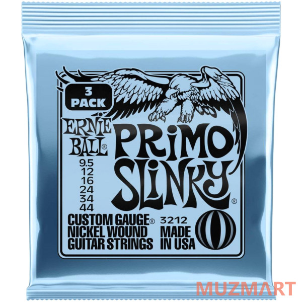 Ernie Ball 3212 Nickel Slinky Primo 3 Pack 9.5-44 Струны для электрогитары, 3 комплекта