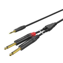 Roxtone PACC280/3 Аудио кабель, 3,5мм stereo Jack - 2x6,3мм mono Jack, 3м.