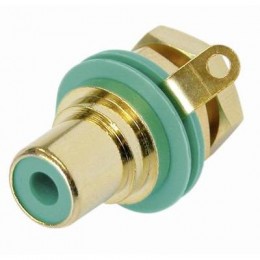 Neutrik NYS367-5 Панельный разъем RCA гнездо, зеленый изолятор, золоченые контакты