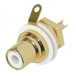 Neutrik NYS367-9 Панельный разъем RCA гнездо, белый изолятор, золоченые контакты
