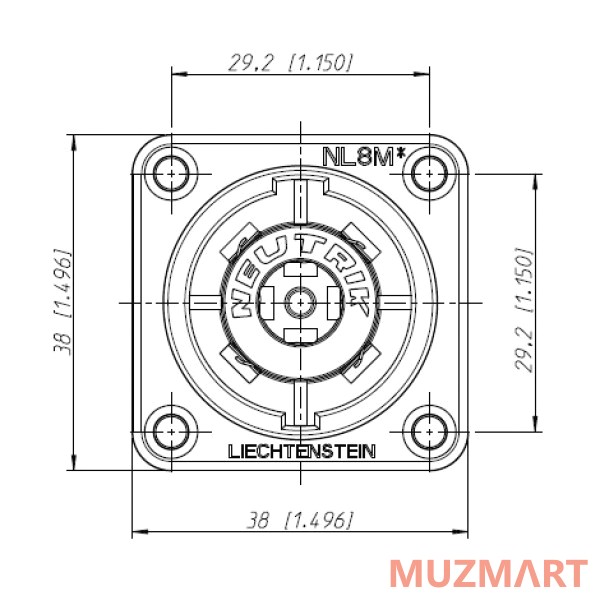 Neutrik NL8MPR Панельный разъём Speakon, 8-контактный, 30А