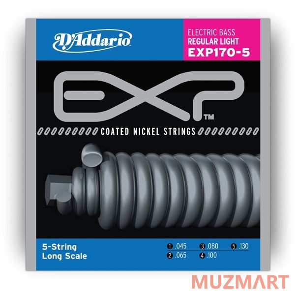 D'Addario EXP170-5 Струны для 5-ти струнной бас гитары, Light, 45-130