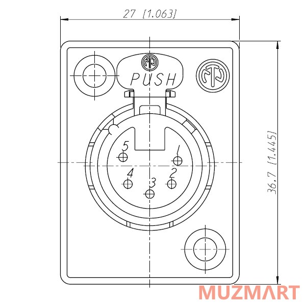 Neutrik NC5FP-1 Разъем панельный XLR 5 контактов