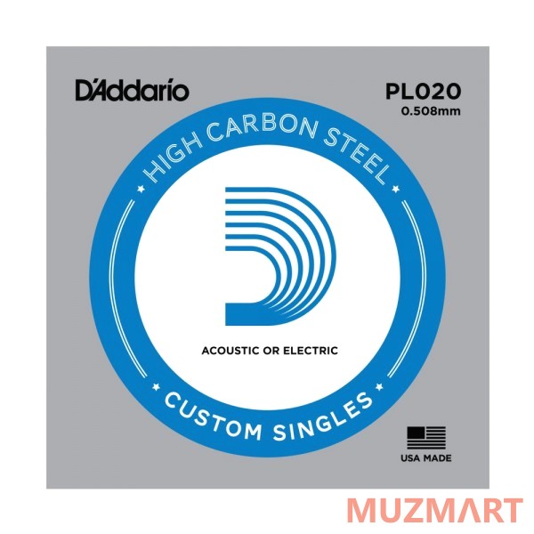 D'Addario PL020 Одиночная струна для акустической и электрогитары