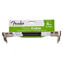 Fender 6'' PATCH CABLE 2 PACK BLACK Коммутационный кабель 1/4 Jack х 2 (mono, угловой-угловой)