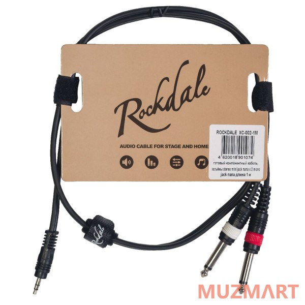 Rockdale XC-002-1M Компонентный кабель stereo mini jack папа x 2 mono jack папа, 1 м