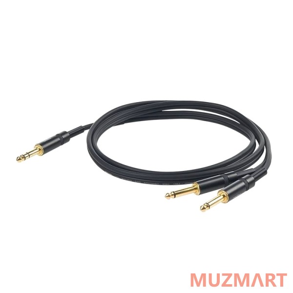 Proel CHLP210LU5 Инсертый кабель, 6.3 джек стерео <-> 2 х 6.3 джек моно, 5м